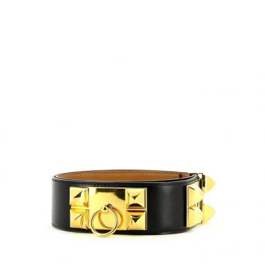 Ceinture Hermes Médor en cuir box noir