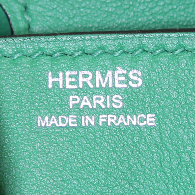 Borsa Hermes Birkin 25 cm in pelle Swift verde Bamboo - Detail D3