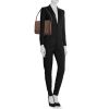 Sac porté épaule Louis Vuitton Tribeca en toile damier enduite marron et cuir glacé marron - Detail D1 thumbnail