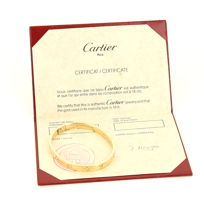 Bracelet Cartier Love en or jaune et diamants, taille 17 - Detail D2