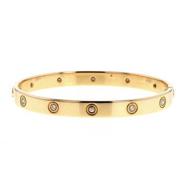 Cartier Love bracelet in yellow gold and diamonds, size 17