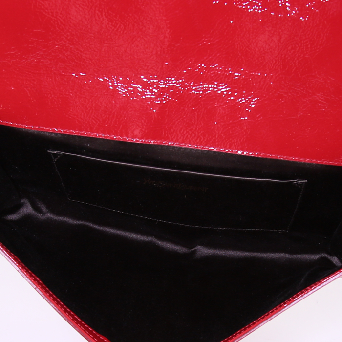 Pochette Saint Laurent in pelle verniciata rossa - Detail D2