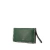 Pochette Valentino Garavani in pelle verde con decoro di borchie - 00pp thumbnail