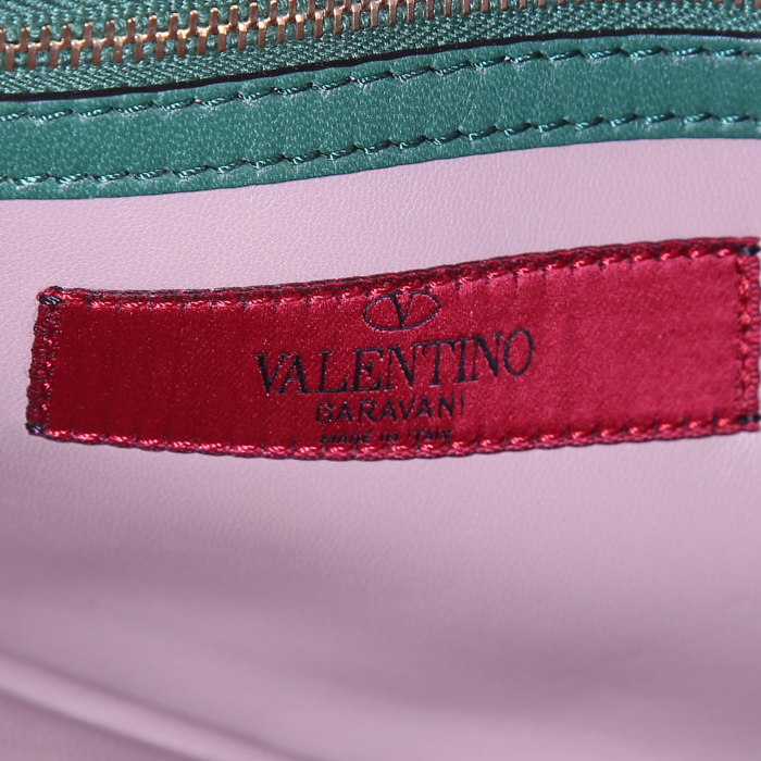 Pochette Valentino Garavani Rockstud en cuir vert - Detail D3