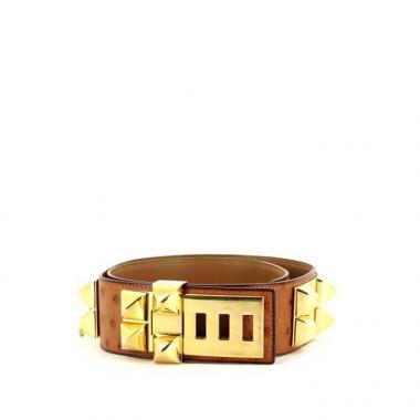 Ceinture Hermes en autruche marron