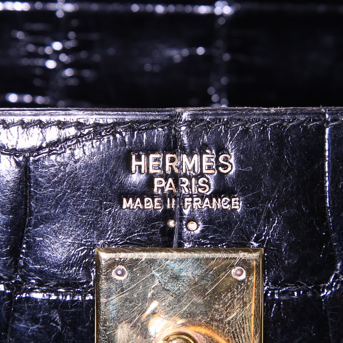 Borsa Hermes Kelly 35 cm in coccodrillo niloticus nero - Detail D4
