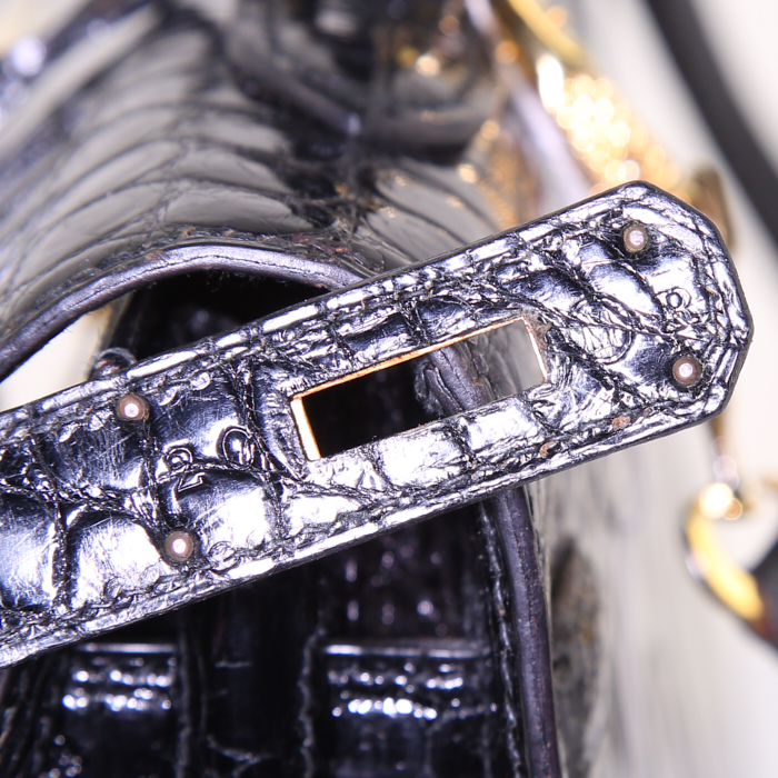 Hermes Kelly 35 cm handbag in black niloticus crocodile - Detail D5
