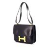 Hermes Constance handbag in navy blue box leather - 00pp thumbnail