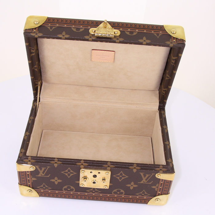 Louis Vuitton small model trunk in brown monogram canvas and natural leather - Detail D2
