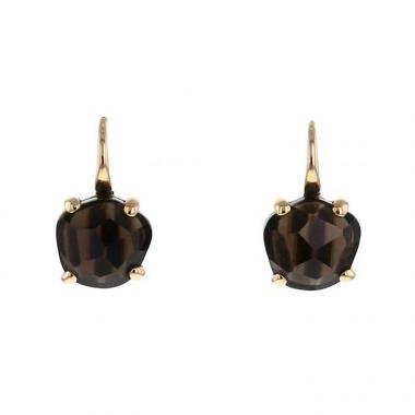 Pomellato Lola earrings in pink gold and smoked quartz