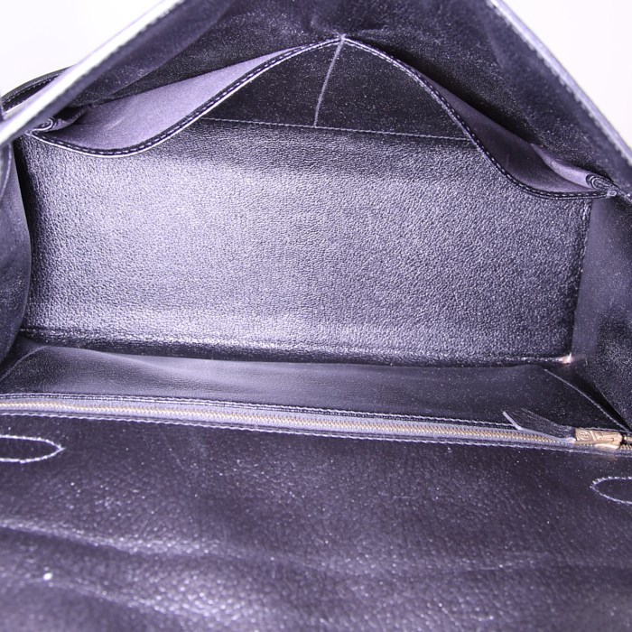 Sac à main Hermes Kelly 32 cm en cuir Fjord noir - Detail D3