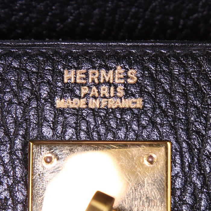 Sac à main Hermes Kelly 32 cm en cuir Fjord noir - Detail D4