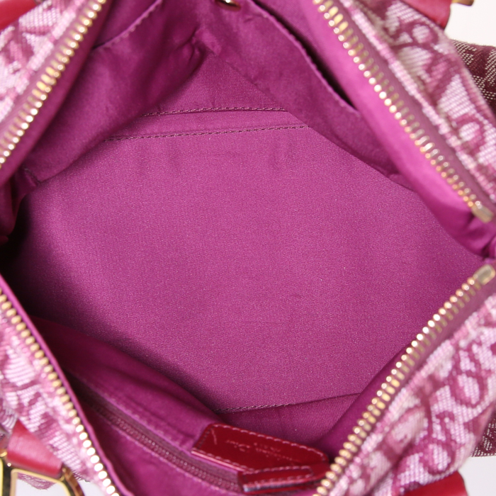 Bolso de mano Dior en lona monogram color burdeos y cuero color burdeos - Detail D2