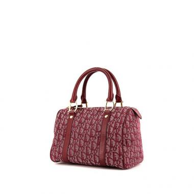 Borsa Dior in tela siglata bordeaux e pelle bordeaux