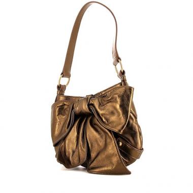 Bolso de mano Saint Laurent Bow en cuero bronce