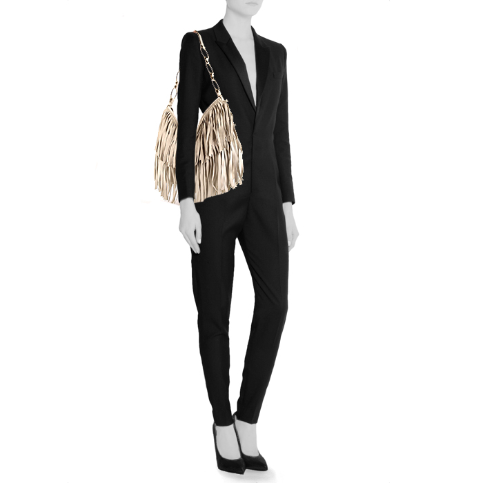 Saint Laurent handbag in cream color suede - Detail D1