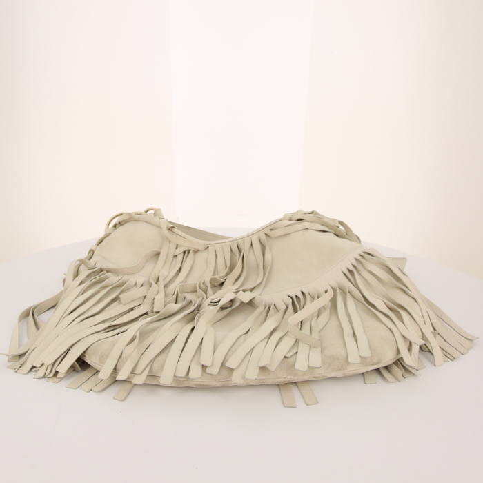 Borsa Saint Laurent in camoscio color crema - Detail D4