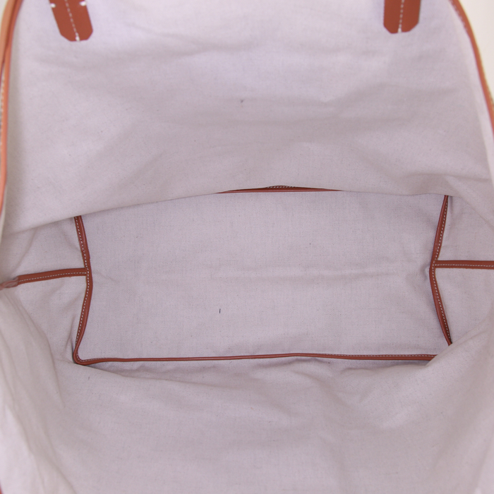 Sac à main Goyard Saint-Louis grand modèle en toile siglée noire et cuir marron - Detail D2