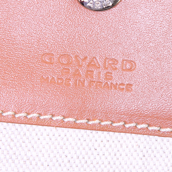 Sac à main Goyard Saint-Louis grand modèle en toile siglée noire et cuir marron - Detail D3