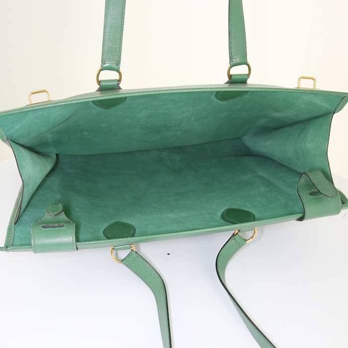 Sac cabas Hermès en cuir epsom vert - Detail D2