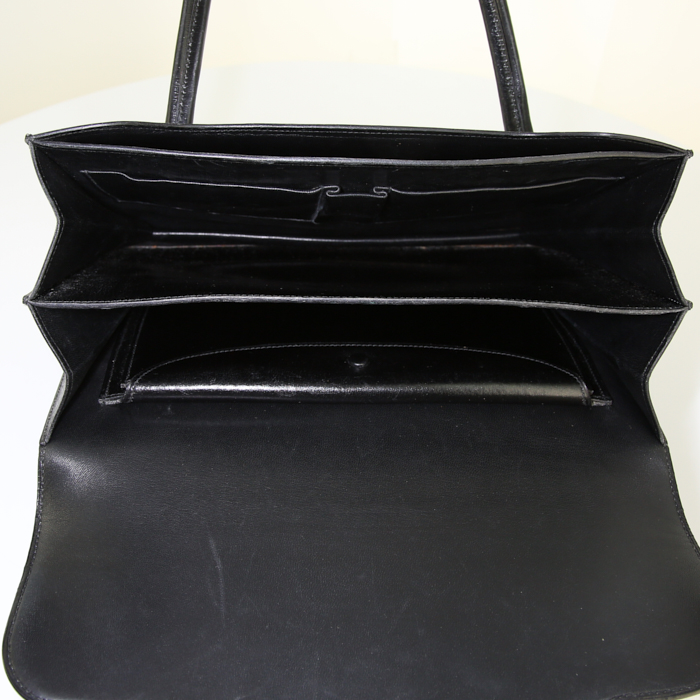 Sac à main Hermès Loto en cuir noir - Detail D2
