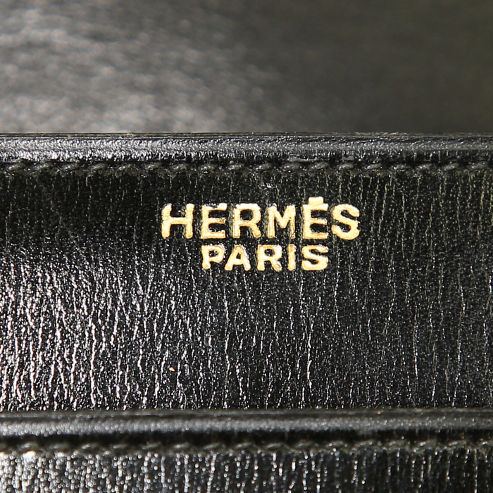 Sac à main Hermès Loto en cuir noir - Detail D3