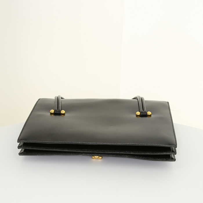 Sac à main Hermès Loto en cuir noir - Detail D4
