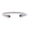 Open David Yurman Cable Classique bangle in silver,  amethysts and diamonds - 00pp thumbnail