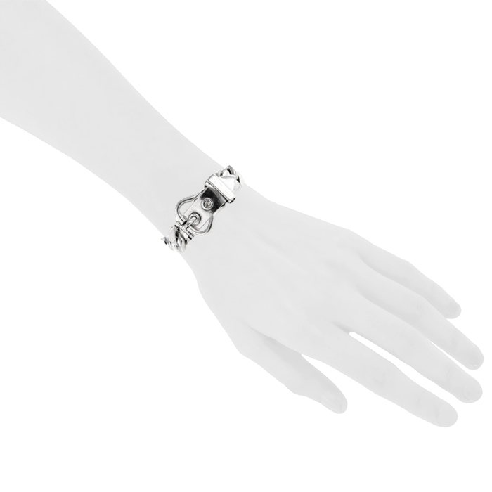 Hermès Boucle Sellier large model bracelet in silver - Detail D1