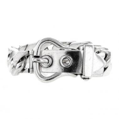 Brazalete Hermès Boucle Sellier modelo grande en plata