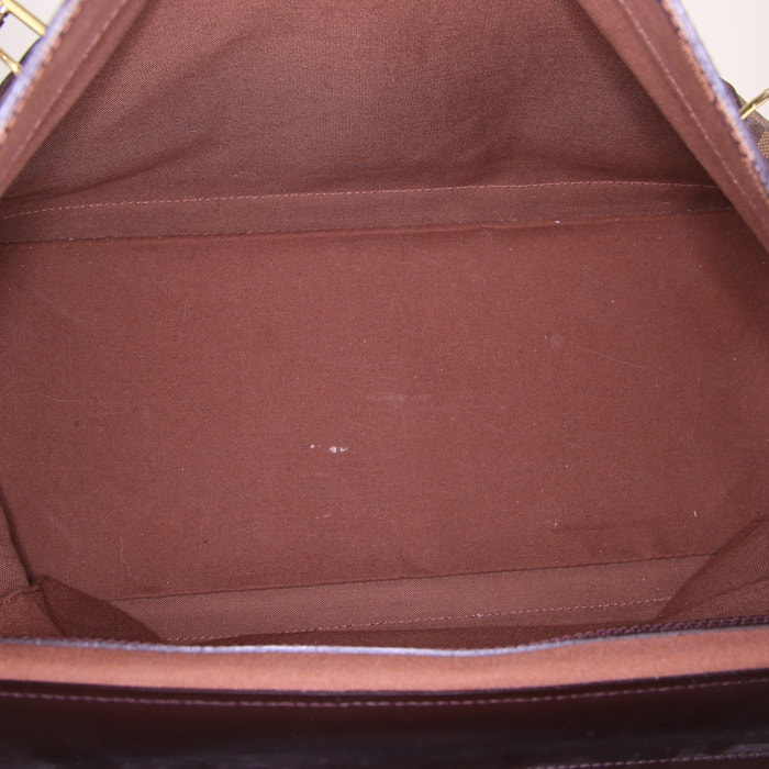 Louis Vuitton West End travel bag in ebene damier canvas and brown leather - Detail D3