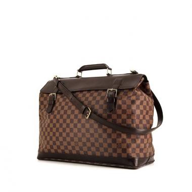 Borsa da viaggio Louis Vuitton West End in tela a scacchi ebana e pelle marrone