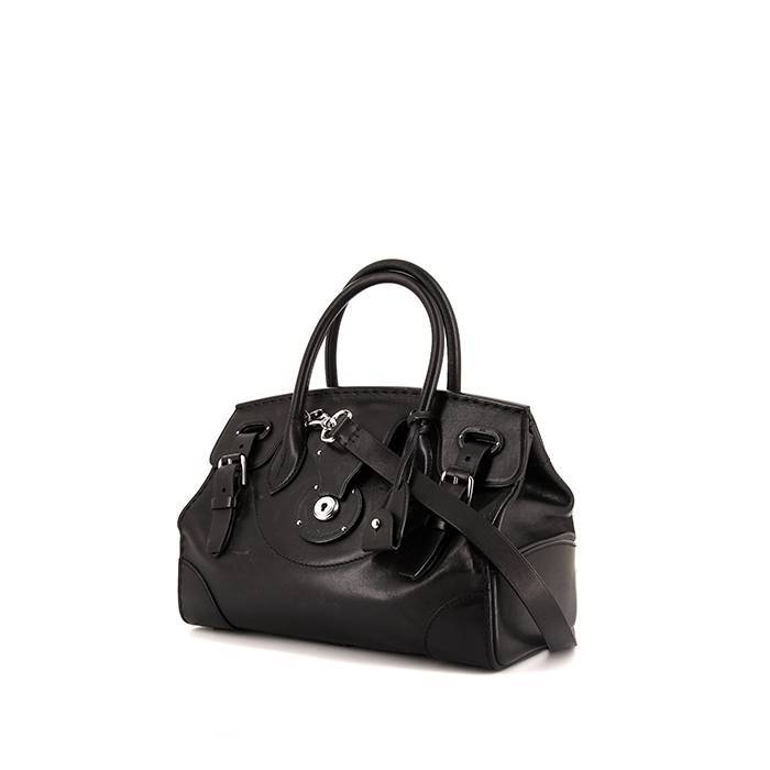 Ralph Lauren Womens Grey black trim Small Hand Bag Purse EXCELLENT