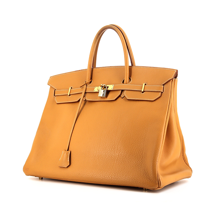 Bolso de mano Hermes Birkin 40 cm en cuero Fjord color oro