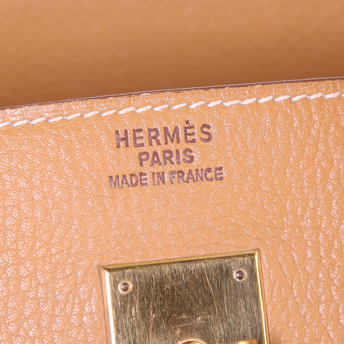 Bolso de mano Hermes Birkin 40 cm en cuero Fjord color oro - Detail D3