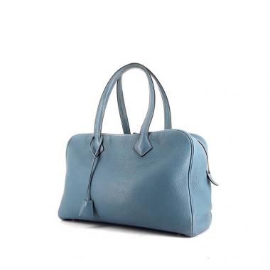 Borsa Hermes Victoria in pelle togo blu