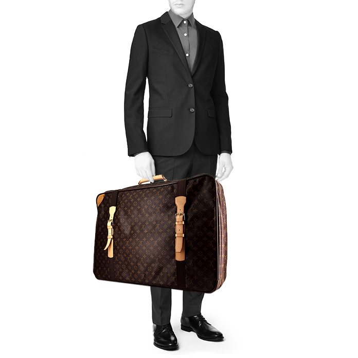 Louis Vuitton Satellite suitcase in brown monogram canvas and natural leather - Detail D1