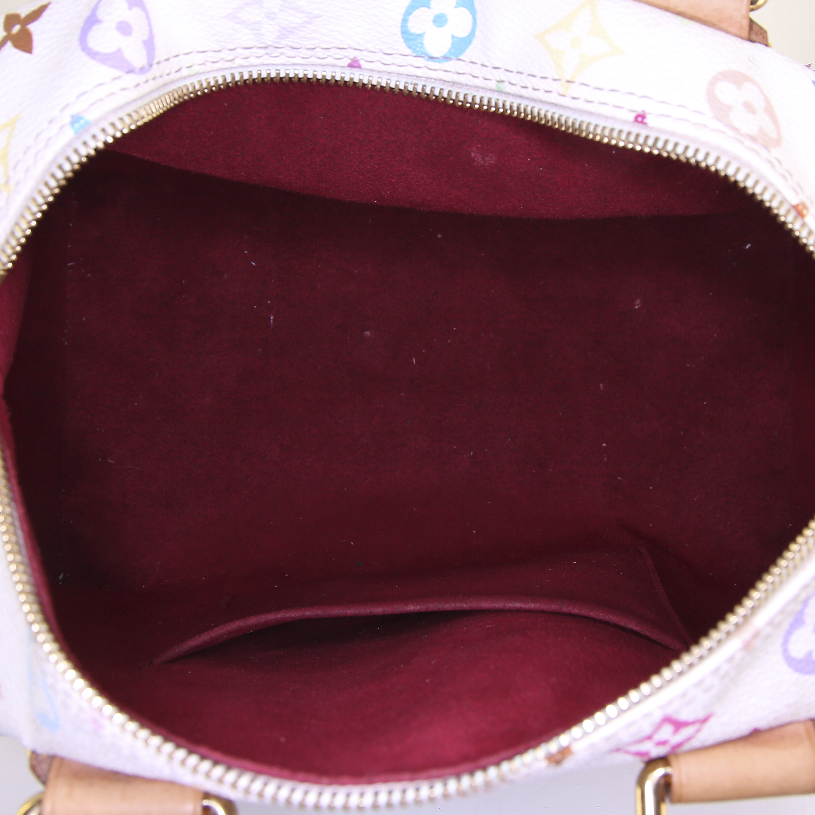 Sac à main Louis Vuitton Speedy Editions Limitées en toile monogram multicolore blanche et cuir naturel - Detail D2