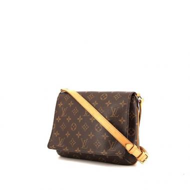 Bolso bandolera Louis Vuitton Musette Tango en lona Monogram marrón y cuero natural