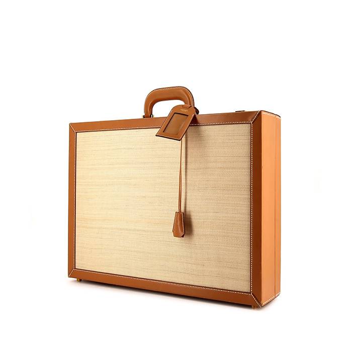 Hermès Vintage travel bag in beige braided horsehair and gold leather