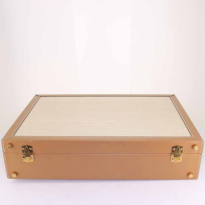 Hermès Vintage travel bag in beige braided horsehair and gold leather - Detail D5