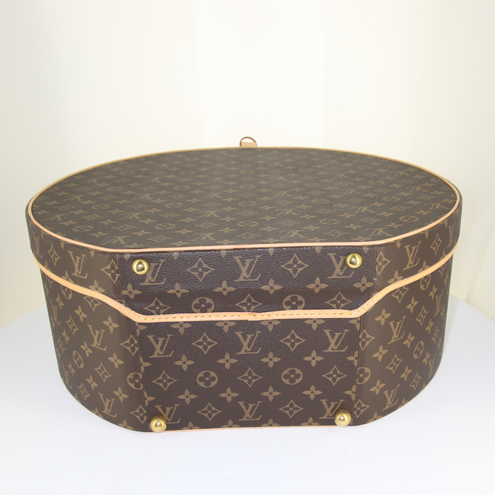 Boite à chapeaux Louis Vuitton Malle à Chapeaux en toile monogram et cuir naturel - Detail D4