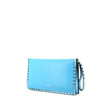 Bolsito de mano Valentino Garavani Rockstud en cuero azul