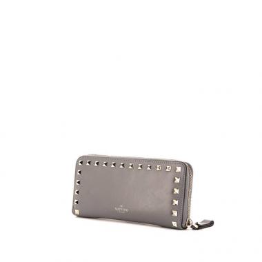 Bolsito de mano Valentino Garavani Rockstud en cuero gris