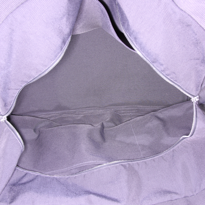 Sac cabas Hermes Toto Bag - Shop Bag grand modèle en toile grise et noire - Detail D3