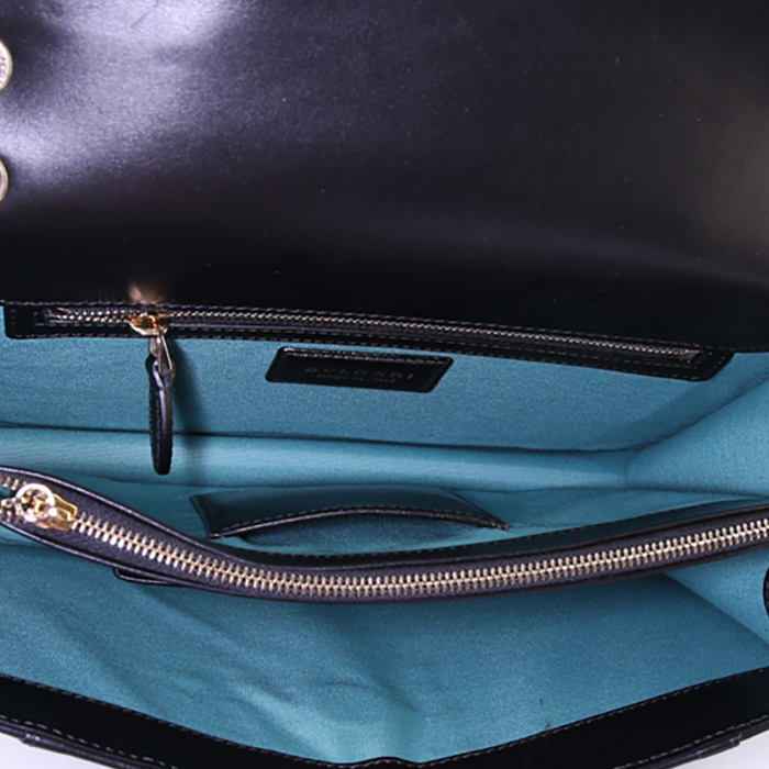 Sac à main Bulgari en cuir noir - Detail D3