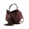 Gucci Bamboo Indy Hobo handbag in brown ostrich leather - 00pp thumbnail