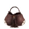 Gucci Bamboo Indy Hobo handbag in brown ostrich leather - 360 thumbnail