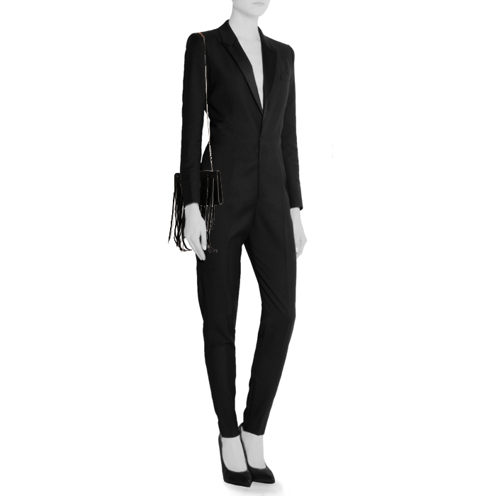 Bolso bandolera Saint Laurent Kate en ante negro - Detail D1