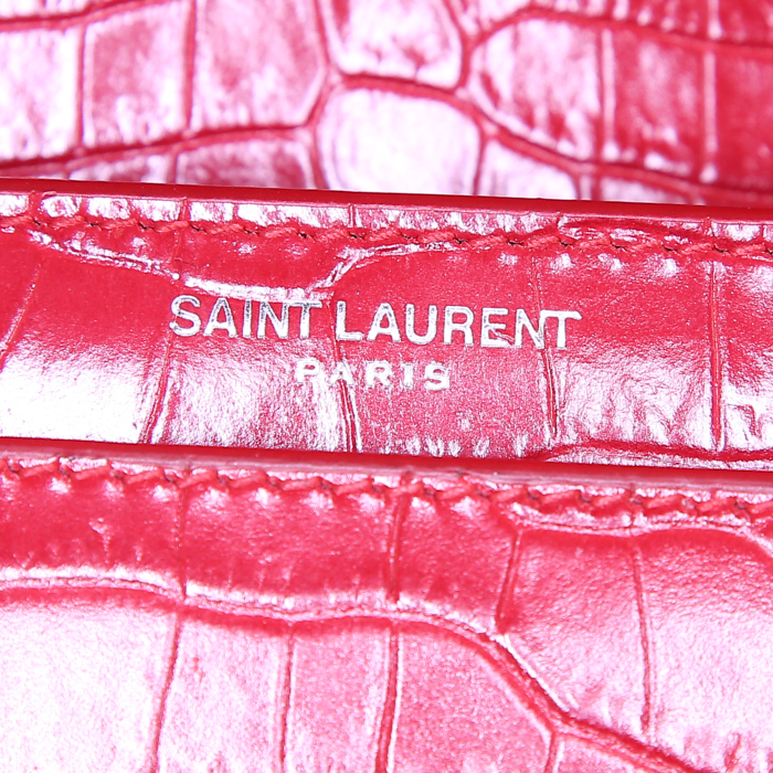 Saint Laurent Sunset shoulder bag in red leather - Detail D4